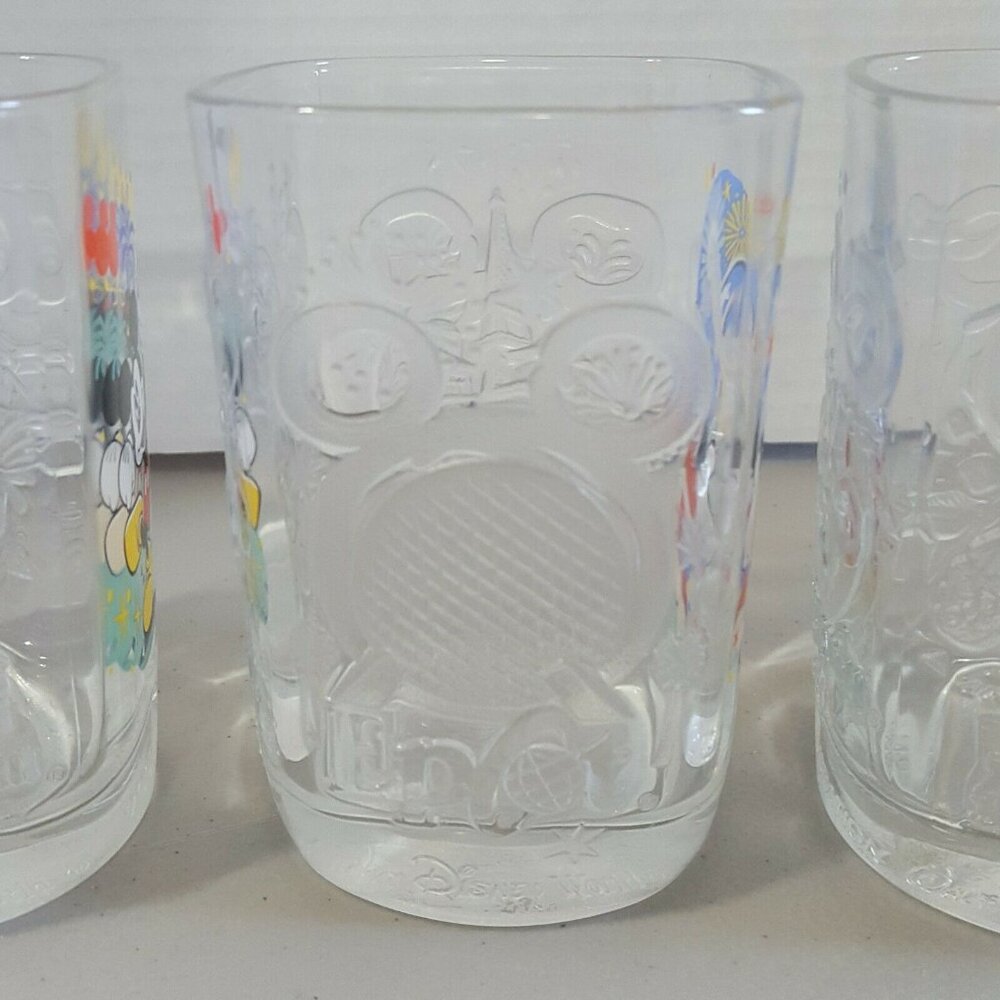 Disney Studio Glass Millennium 2000 Mickey Mouse McDonald's 4 Set Drinking Cup - Picture 9 of 12